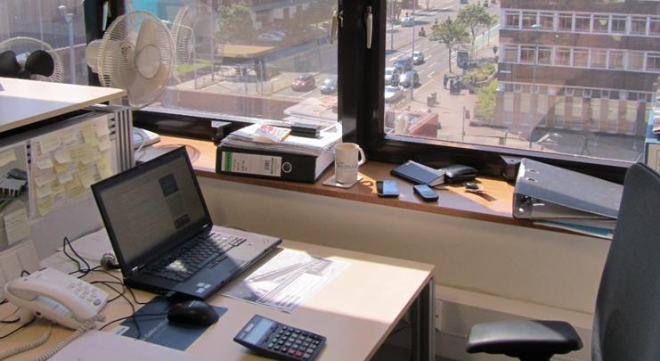 Rhodri Meredith F+G Cardiff office desk view